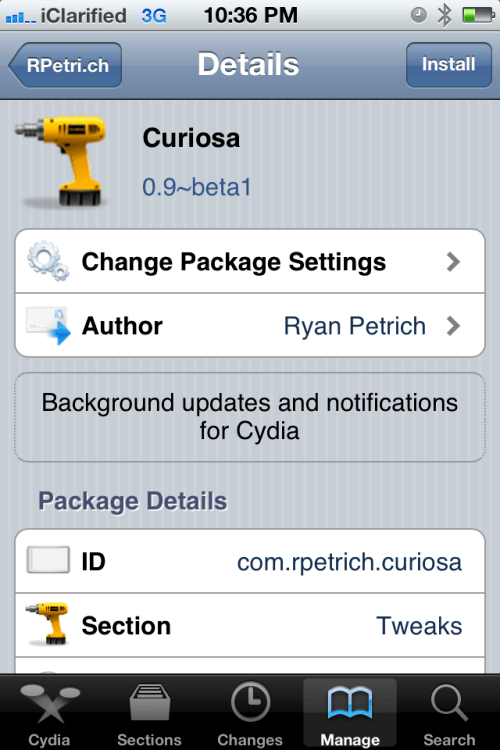 Ryan Petrich Releases Beta of Curiosa for Cydia Notifications