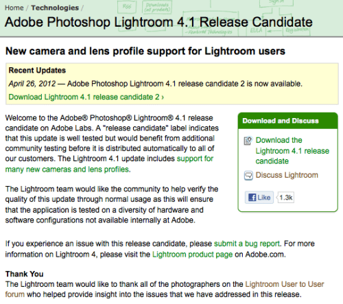 Adobe Posts Photoshop Lightroom 4.1 RC2 for Download