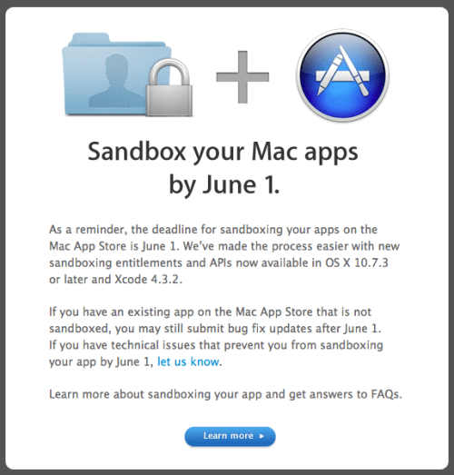 Apple Reminds Developers of June 1st Deadline to Sandbox Mac App Store Apps