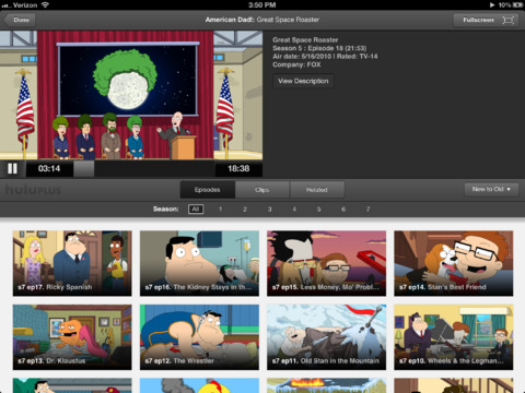 Hulu Plus App Gets Support for Retina Display iPad, Split View AirPlay