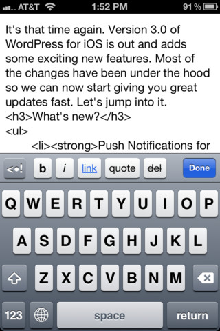 WordPress App for iOS Gets Push Notifications