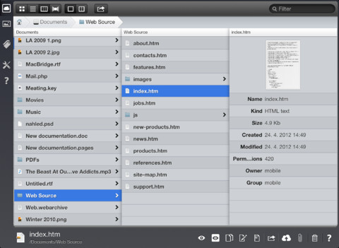 iStorage HD is a File Manager, Document Viewer, Source Code Editor for iPad