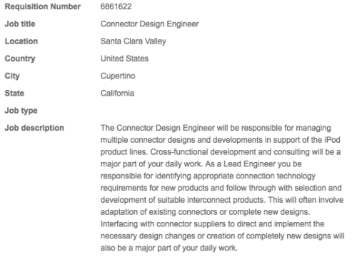 Apple Job Listing Add Weight to Possibility of a Dock Connector Redesign?