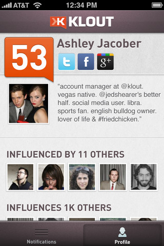 Klout App for iPhone Gets +K and Search