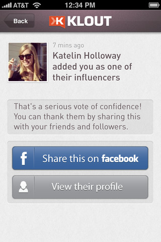 Klout App for iPhone Gets +K and Search