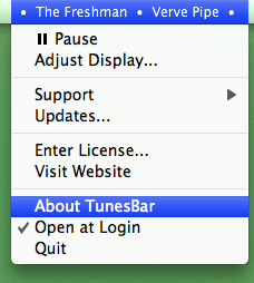 TunesBar Menu Extension for iTunes