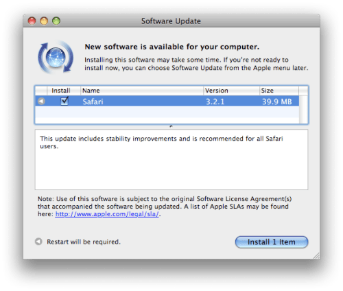 Apple Updates Safari to 3.2.1