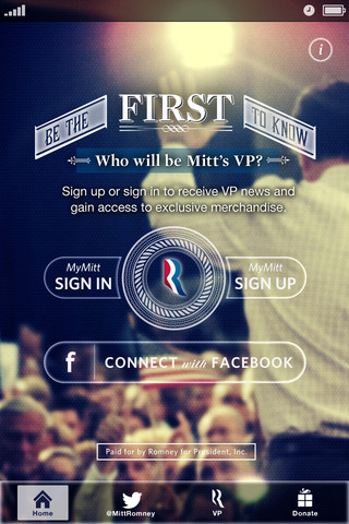 Mitt Romney to Announce His Vice Presidential Running Mate Via New iPhone App