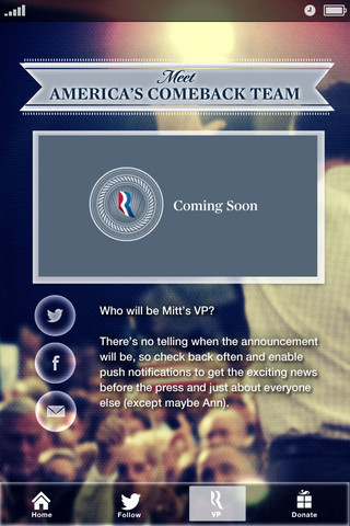 Mitt Romney to Announce His Vice Presidential Running Mate Via New iPhone App