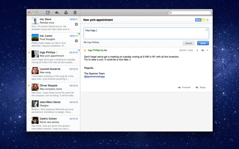 Sparrow Email App for Mac Gets a Minor Update