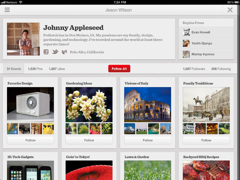 Pinterest Launches an iPad App