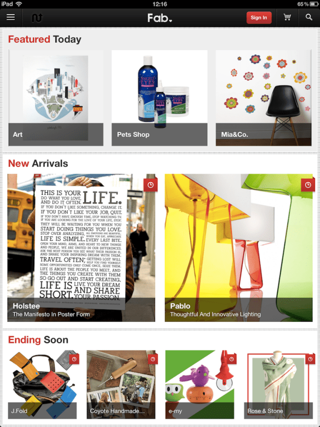 Fab.com App for iOS Gets Redesigned, Supports iPhone 5