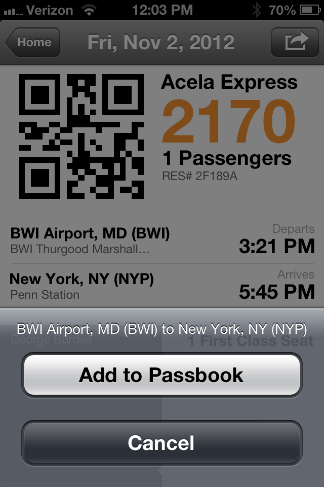 Amtrak Updates Its iOS App With Passbook Support