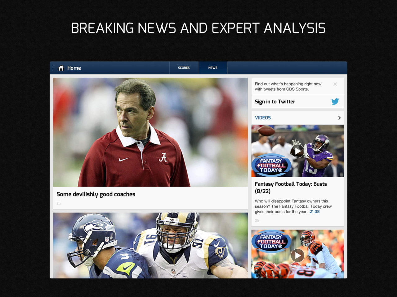 CBS Sports Updated With New Football GameTracker And Other