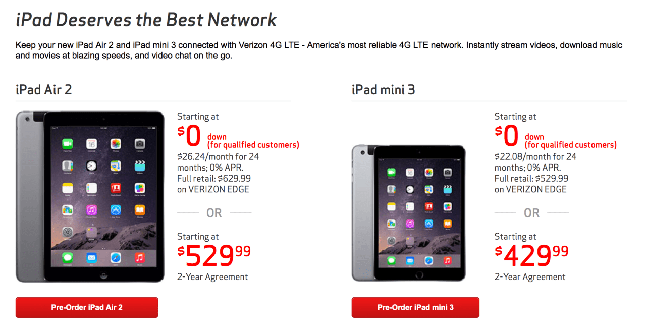 AT&T & Verizon Begin Taking PreOrders for the New iPad Air 2, iPad