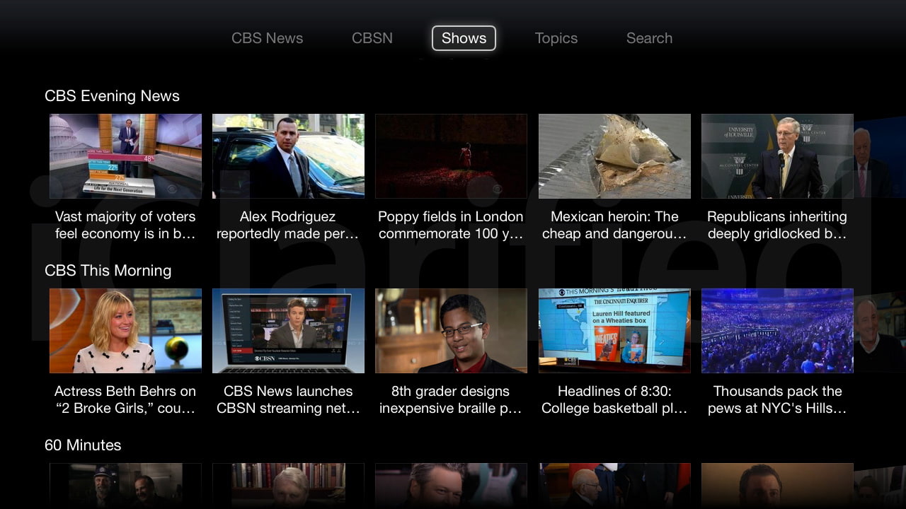 Apple TV Gets 'CBS News' Channel Featuring CBSN Digital News Network ...