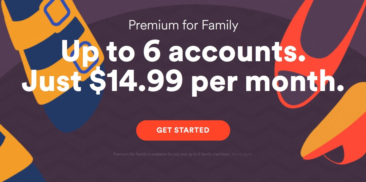 how much is spotify premium for a family
