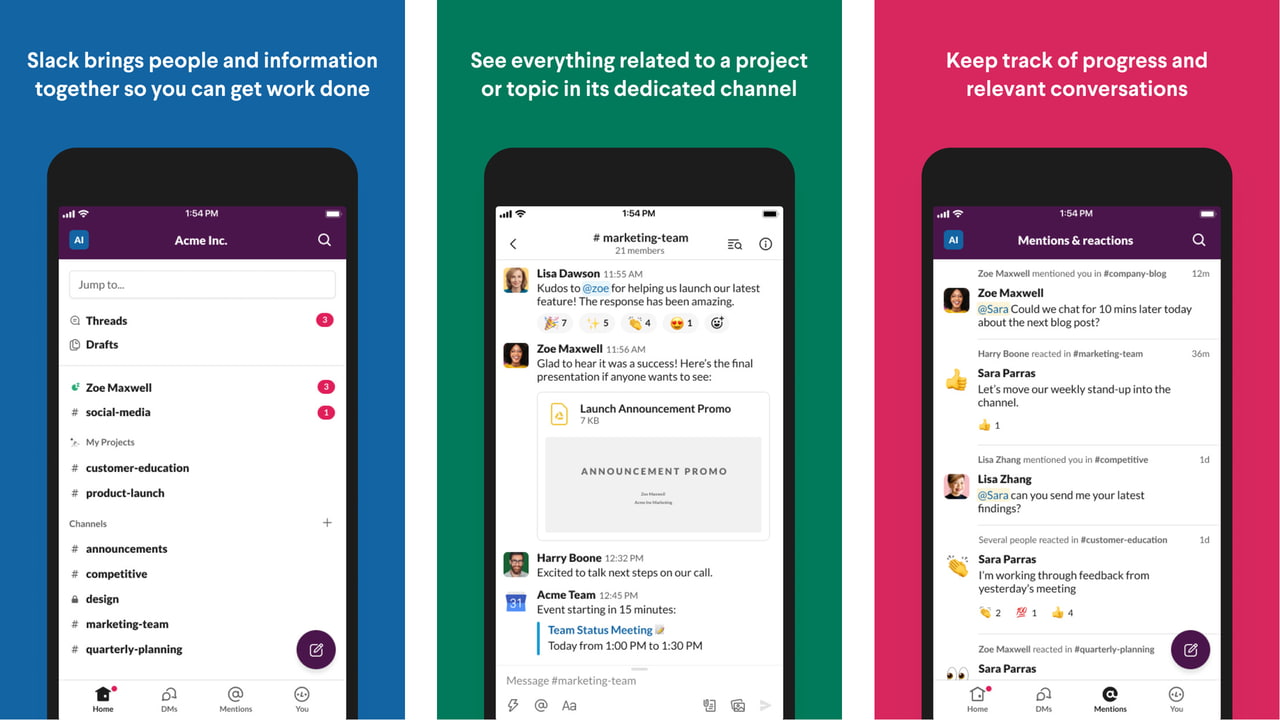 A simpler, more organized Slack on your phone