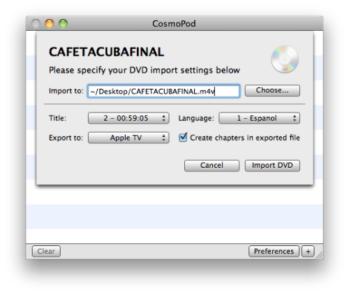 CosmoPod Imports YouTube and DVD to Your Mac