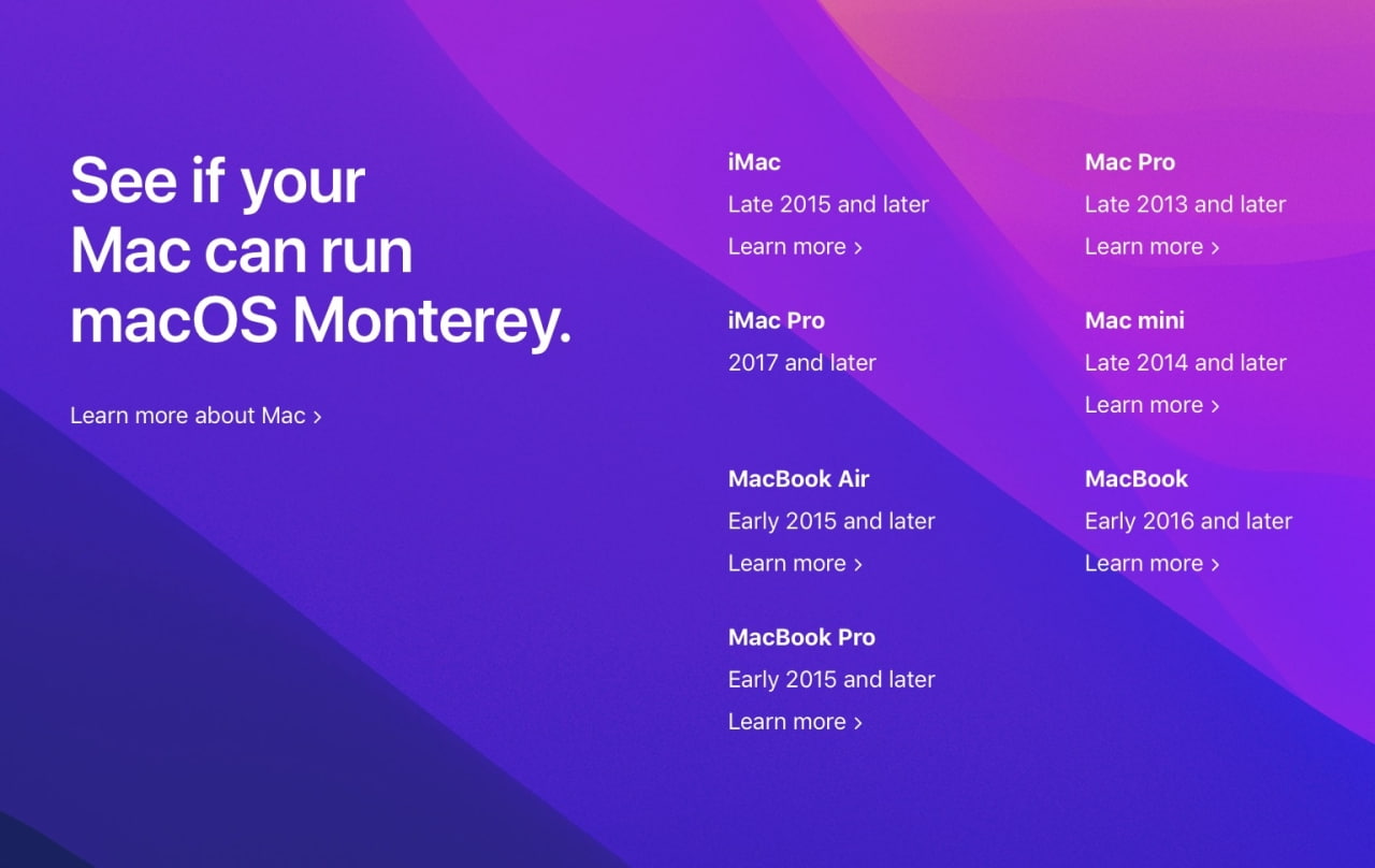 macos monterey features unavailable intelbased macs
