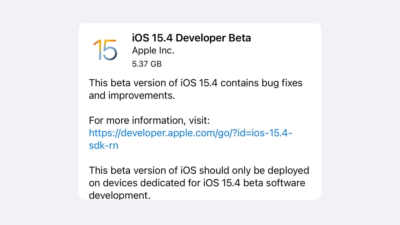 download ios 15.4 beta 2