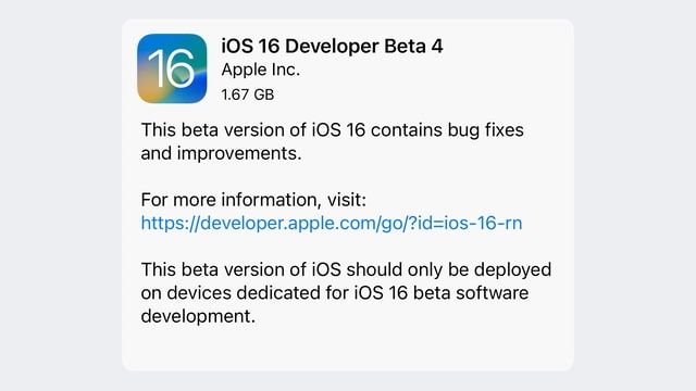 apple ios 16 beta 4