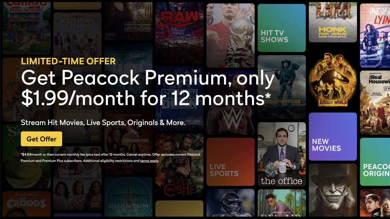 Peacock TV Premium Subscription On Sale for 19.99/Year or 1.99/Month