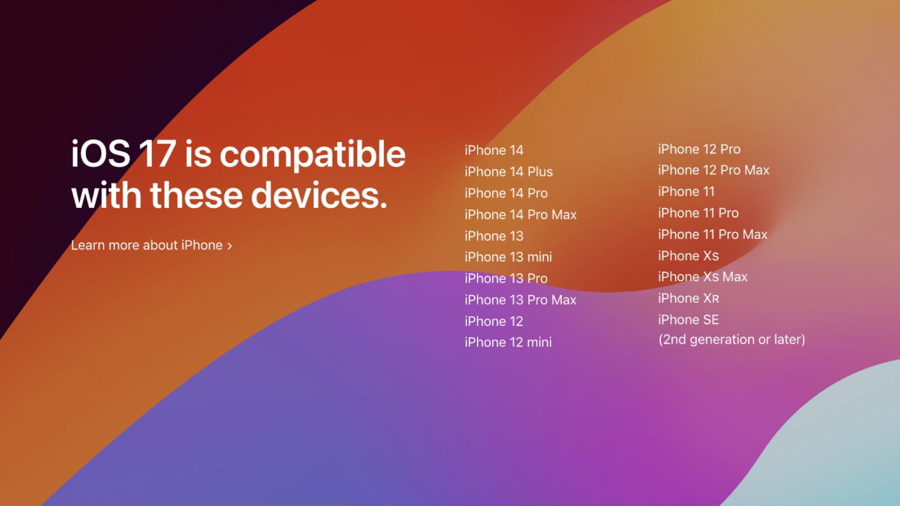 ios 17 update compatible devices