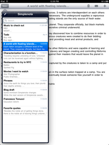 Simplenote Gets Updated With iPad Support