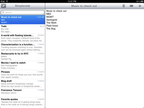 Simplenote Gets Updated With iPad Support