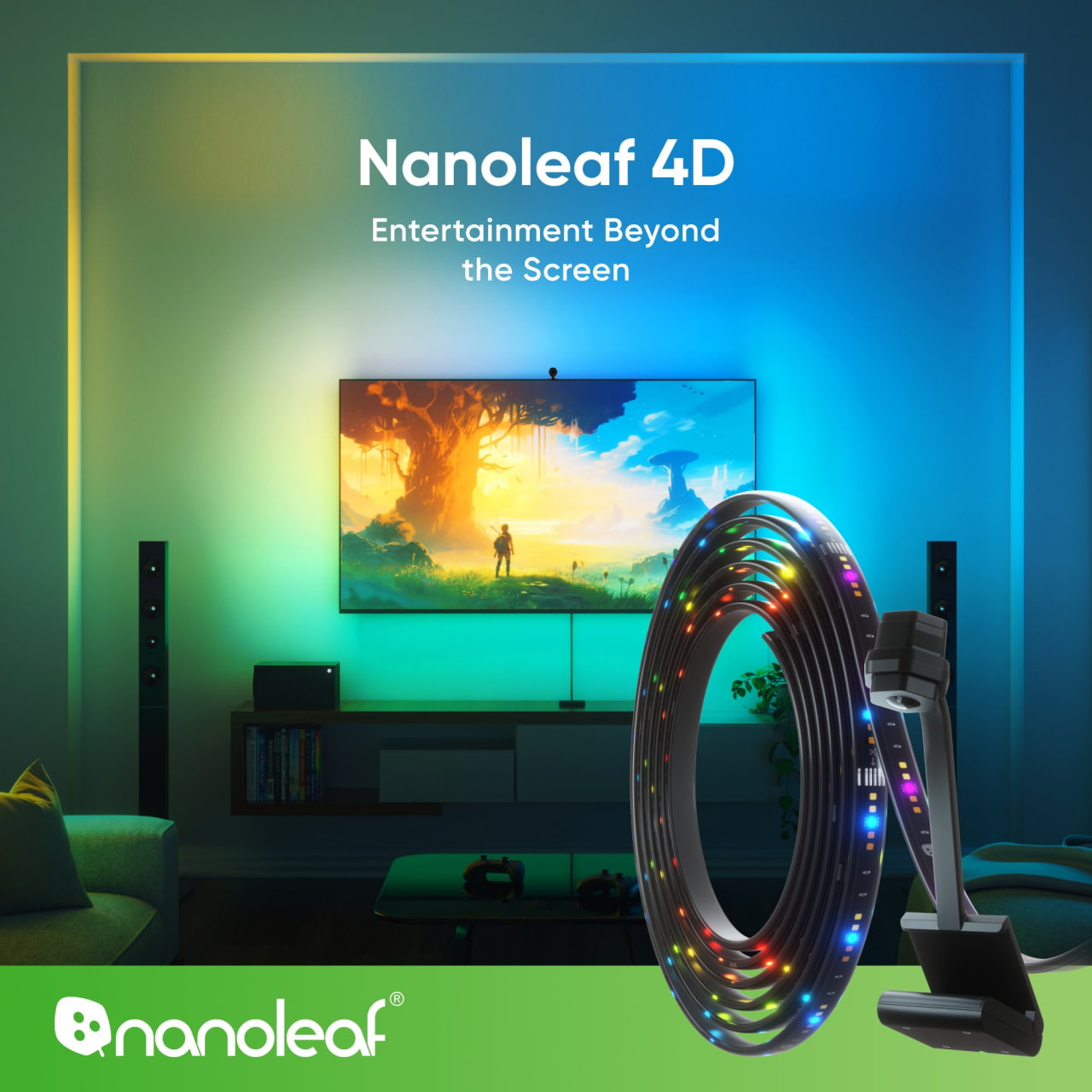 Nanoleaf 4D Screen Mirror + Lightstrip Kit, Ultra Black Hexagons Now ...