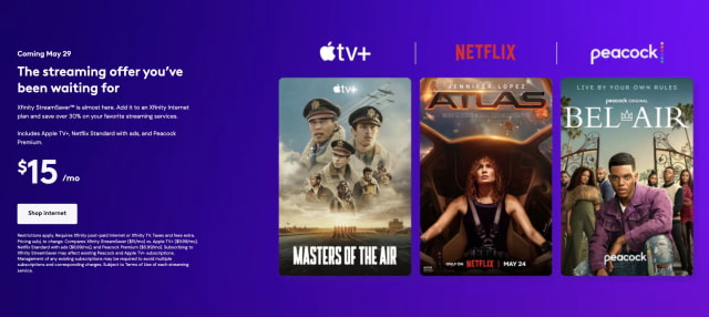 Comcast Launches $15/Month StreamSaver Bundle That Includes Apple TV+, Netflix, Peacock