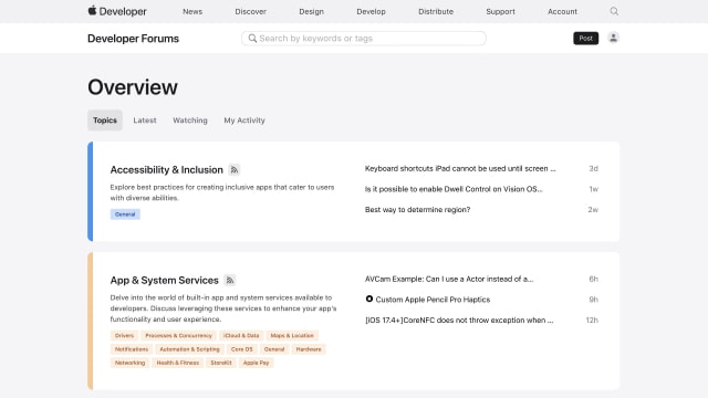 Apple Redesigns Developer Forums Ahead of WWDC 2024
