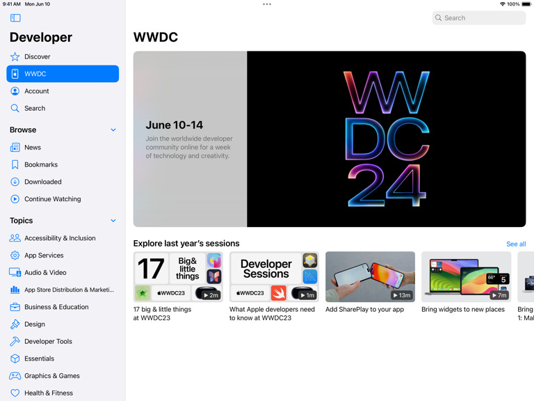 Apple Developer App Updated Ahead of WWDC 2024