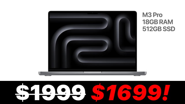 New 14-inch MacBook Pro (M3 Pro, 18GB RAM, 512GB SSD) On Sale for $300 Off [Deal]
