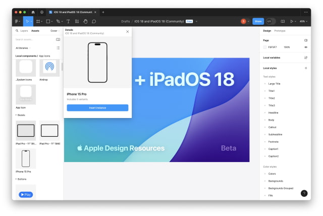 Apple Releases iOS 18 and iPadOS 18 UI Kit for Figma