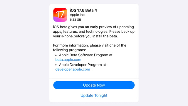 Apple Releases iOS 17.6 Beta 4 and iPadOS 17.6 Beta 4 [Download]