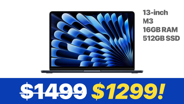 Apple 13-inch M3 MacBook Air (16GB RAM, 512GB SSD) On Sale for $200 Off! [Deal]