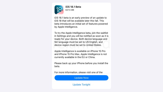 Apple Releases iOS 18.1 Beta and iPadOS 18.1 Beta With Apple Intelligence [Download]