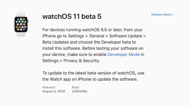 Apple Seeds watchOS 11 Beta 5 to Developers [Download]