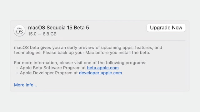 Apple Releases macOS Sequoia 15 Beta 5 [Download]