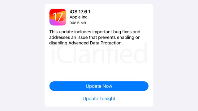 Apple Officially Releases iOS 17.6.1 and iPadOS 17.6.1 [Download]