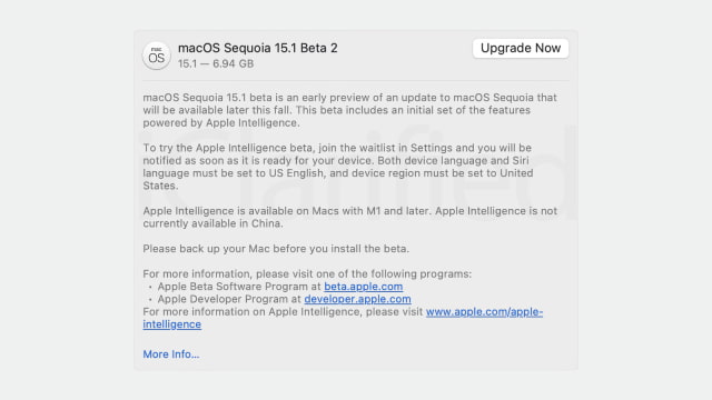 Apple Releases macOS Sequoia 15.1 Beta 2 With Apple Intelligence [Download]