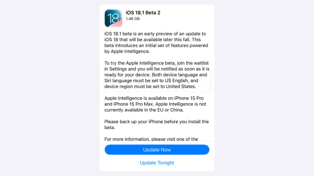 Apple Releases iOS 18.1 Beta 2 and iPadOS 18.1 Beta 2 With Apple Intelligence [Download]