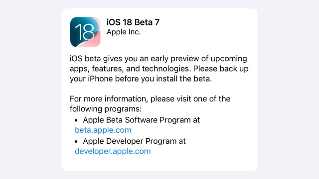 Apple Releases iOS 18 Beta 7 and iPadOS 18 Beta 7 [Download]