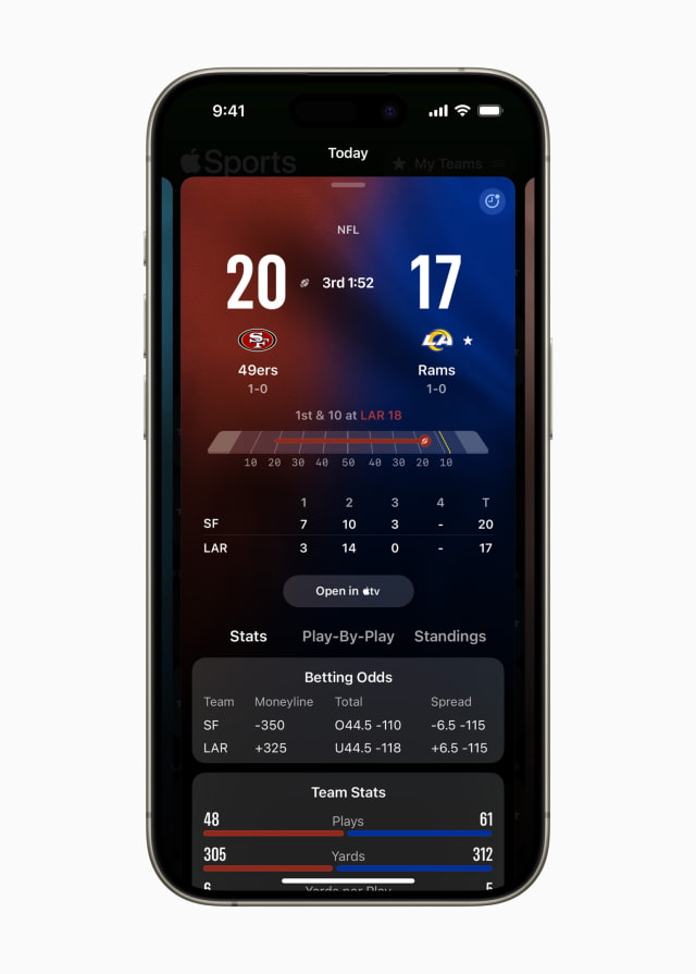 Apple Sports App Gets New Updates for NFL and College Football, Dynamic Drive Tracker