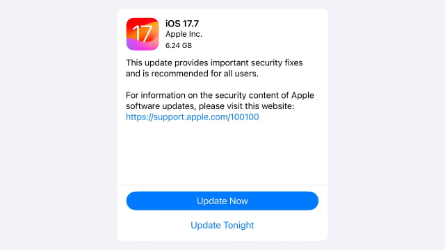 Apple Releases iOS 17.7 RC and iPadOS 17.7 RC [Download]