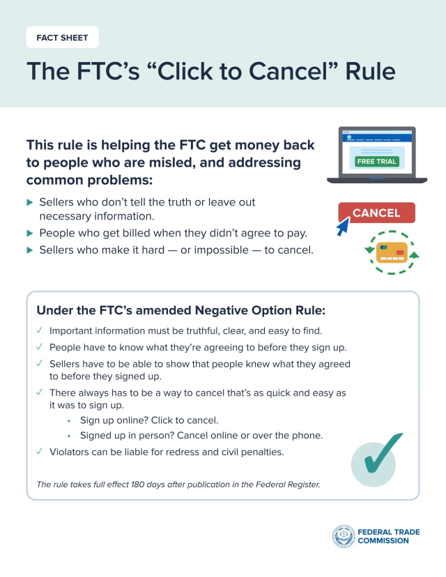 FTC Announces Final &#039;Click to Cancel&#039; Rule to Make Subscription Canceling Easier