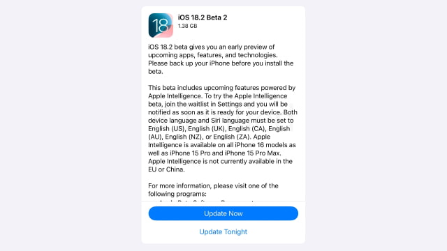 Apple Releases iOS 18.2 Beta 2 and iPadOS 18.2 Beta 2 With ChatGPT, Genmoji, More [Download]