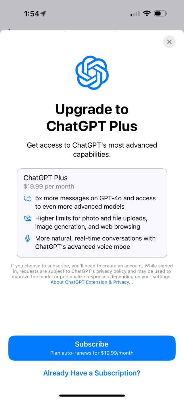 iOS 18.2 Beta 2 Introduces Ability to Subscribe to ChatGPT Plus